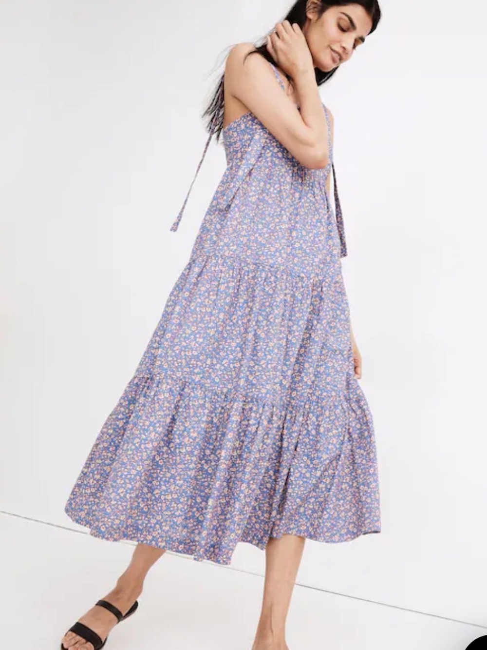 Madewell Floral Tie-Shoulder Midi Dress